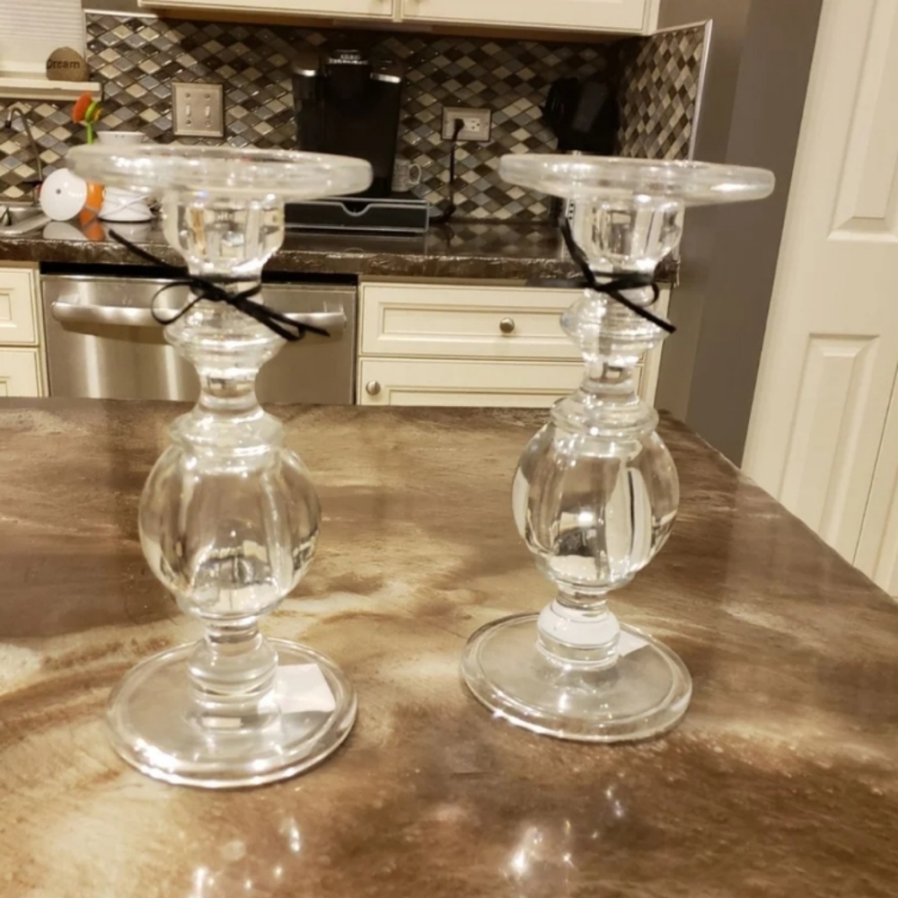 2 Glass Candle Holders